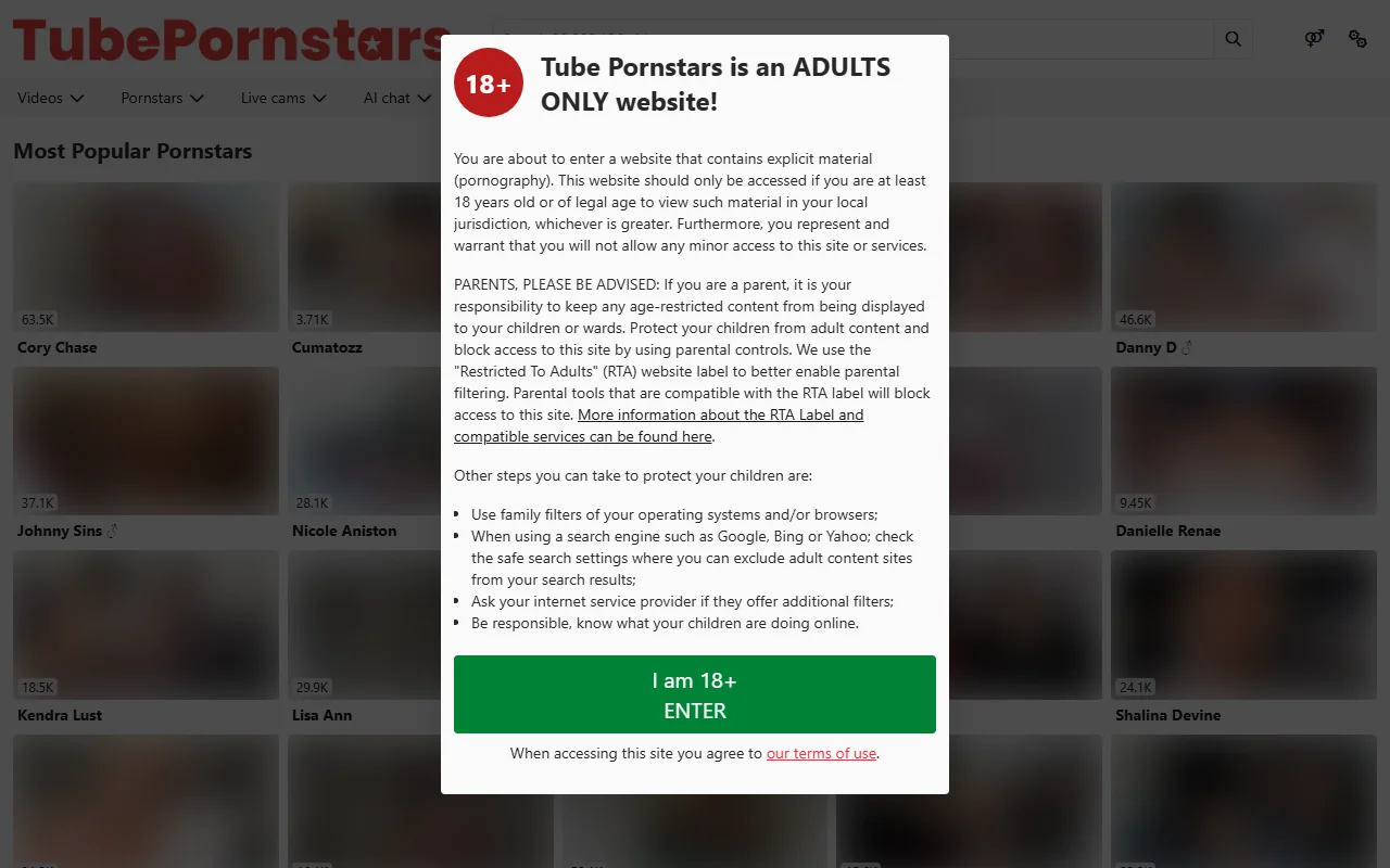 Screenshot of Tubepornstars